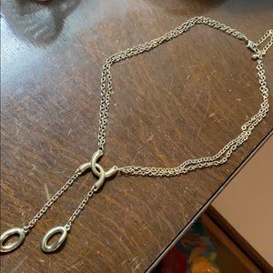 Gold color two chain necklace